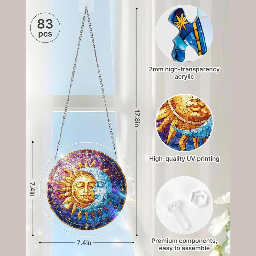Acrylic Puzzle Suncatcher – Round Rainbow Window Light Catcher Window Suncatcher PLUSH 01