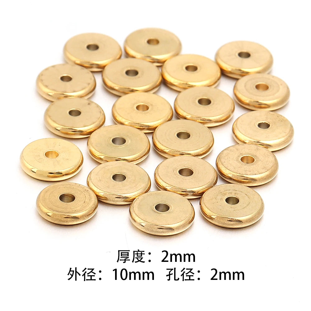 Stainless Steel Flat Disc Spacer Beads Gold Silver – 20-50pcs Jewelry Spacer Beads PLUSH Gold 10x2mm 20pcs