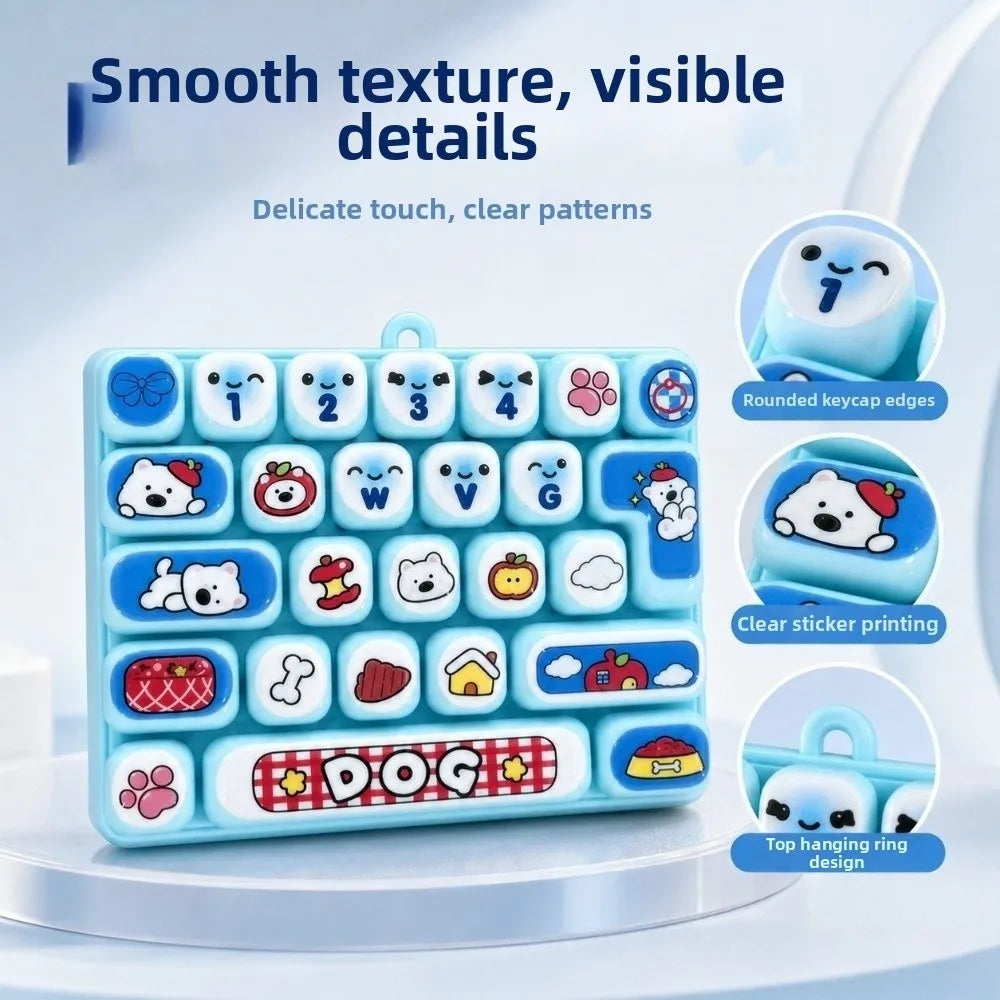 26 Grid Keycap Keychain – Cute Cartoon Animal Fingertip Button Novelty Keychain Toy PLUSH