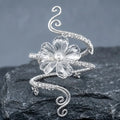Hollow Iris Flower Arm Cuff Bangle – Adjustable Open Bracelet Arm Cuff Bangle PLUSH Silver