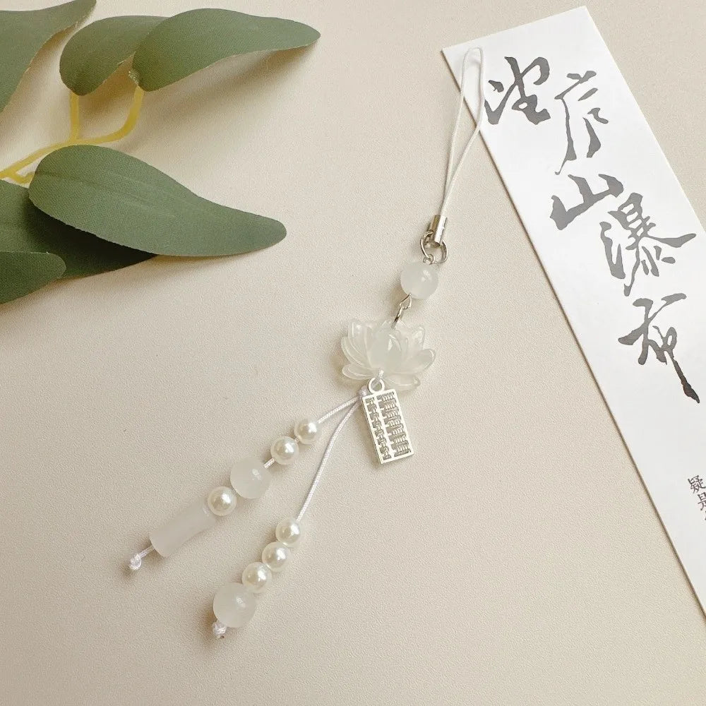 Vintage Lotus Beaded Key Chain – Chinese Tassel Lucky Charm Beaded Key Chain PLUSH Style B