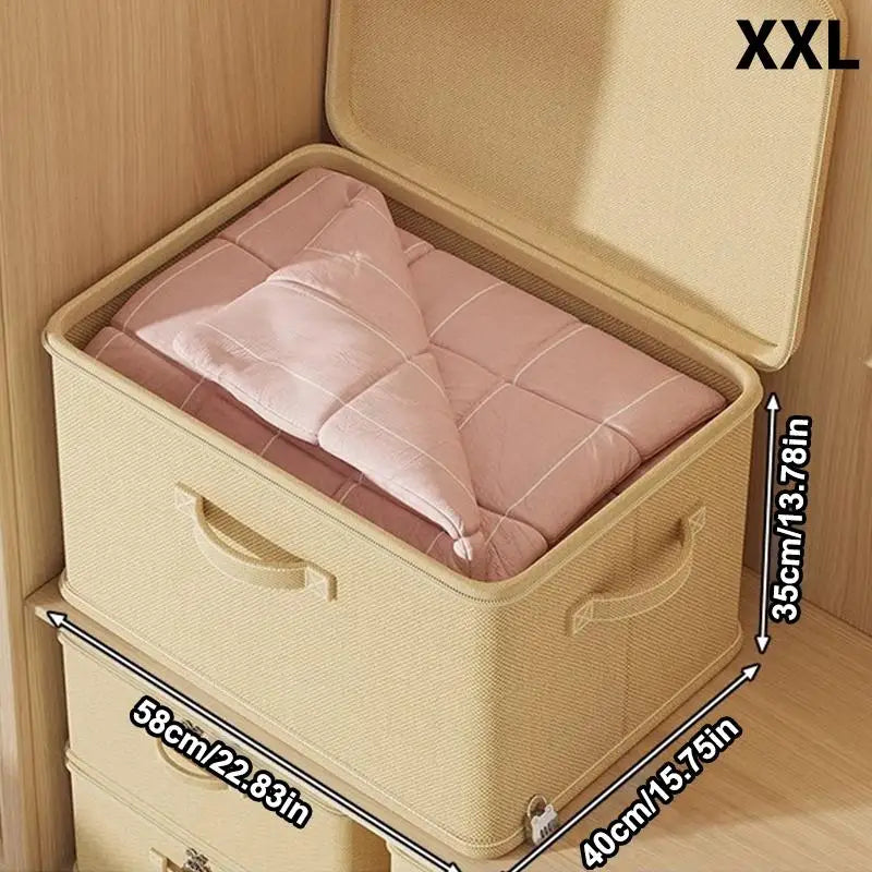 Large Foldable Fabric Storage Box with Password Lock – Grey Lockable Storage Box PLUSH XXL Beige