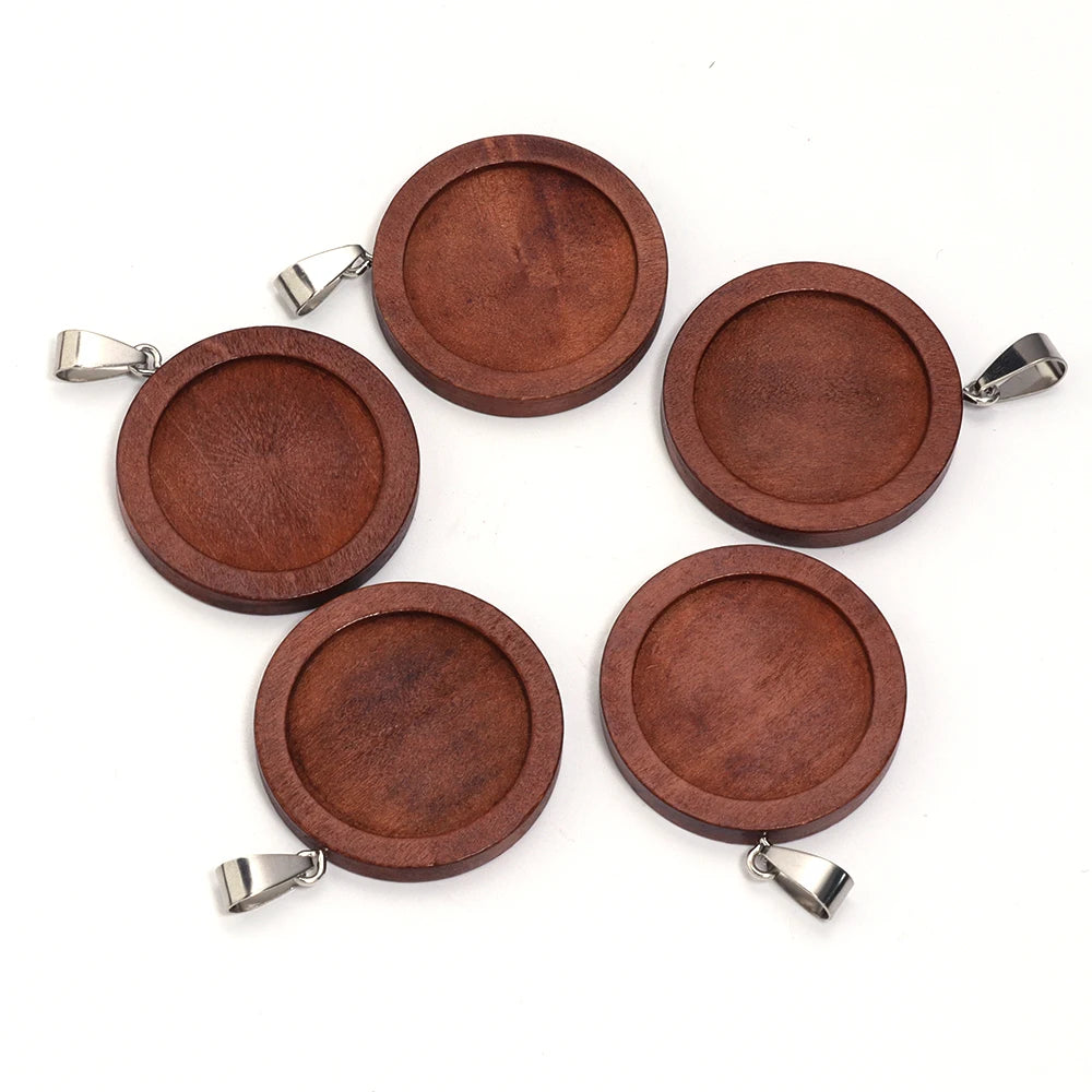 Round Wood Blank Pendant Settings 25/30mm Cabochon Base Tray Pendant Base Settings PLUSH Brown 25mm 1pcs
