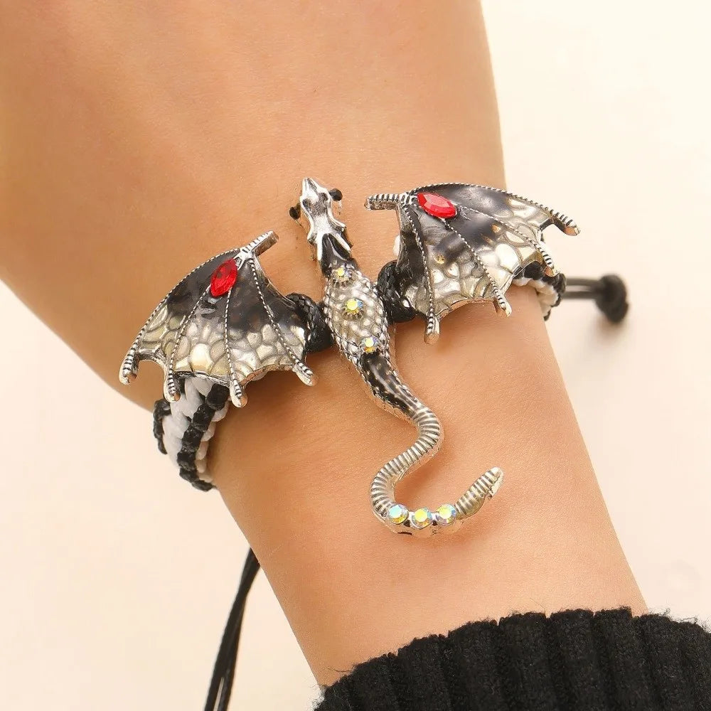 Dragon Braided Rope Bracelet – Adjustable Punk Woven Wristband Fashion Bracelet PLUSH Style C