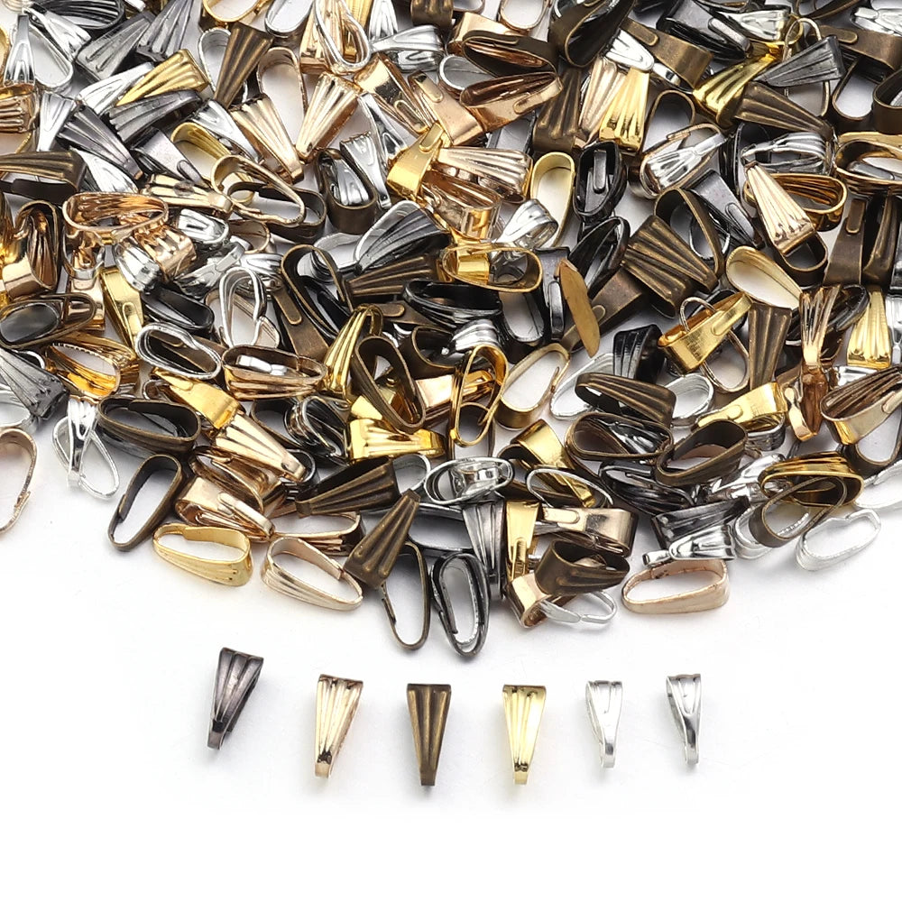 200pcs Iron Pinch Bail Pendant Clips – DIY Jewelry Clasps Jewelry Findings Clasps PLUSH