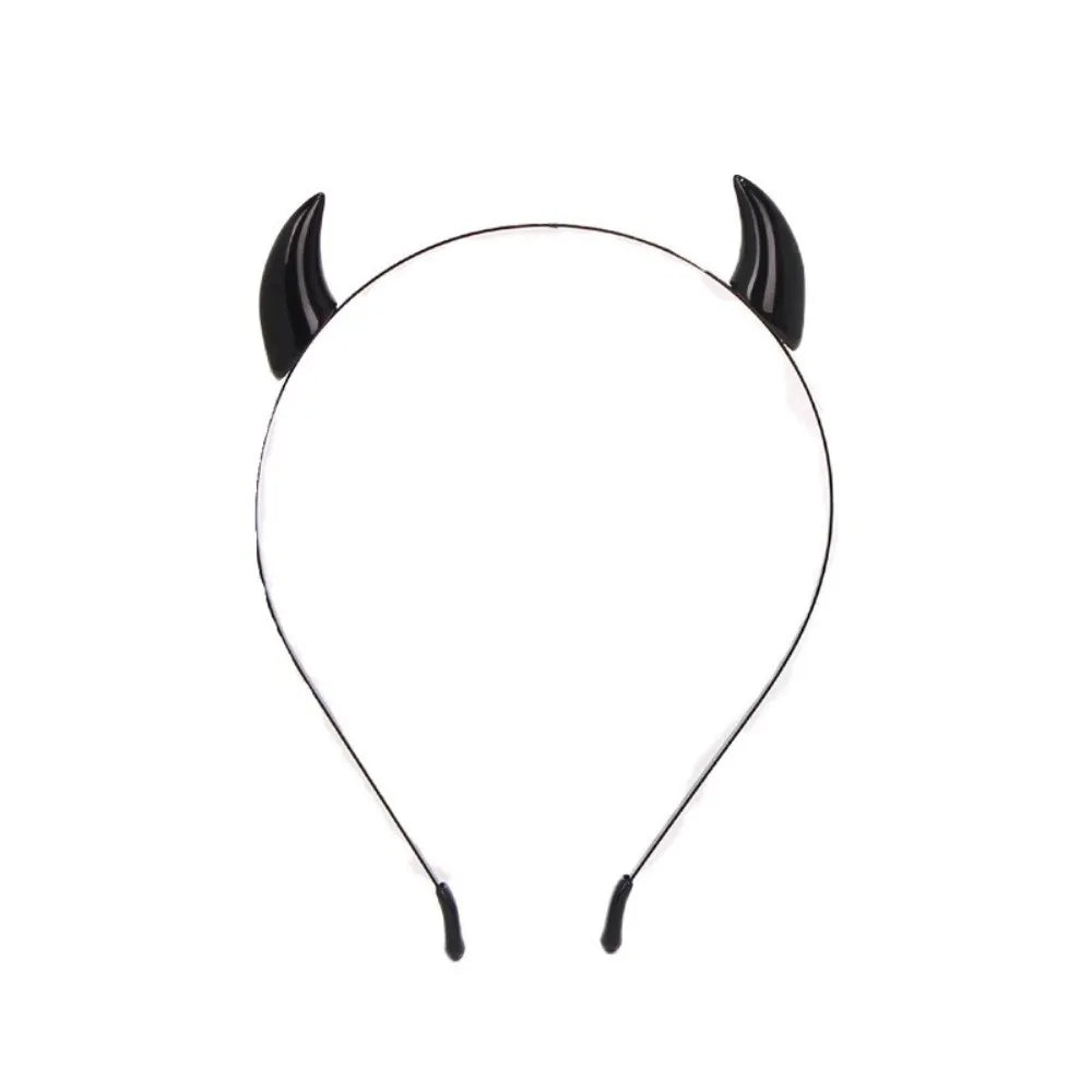Gothic Devil Horn Headband – Glossy Resin Ox Horn Hair Hoop Gothic Hair Headband PLUSH