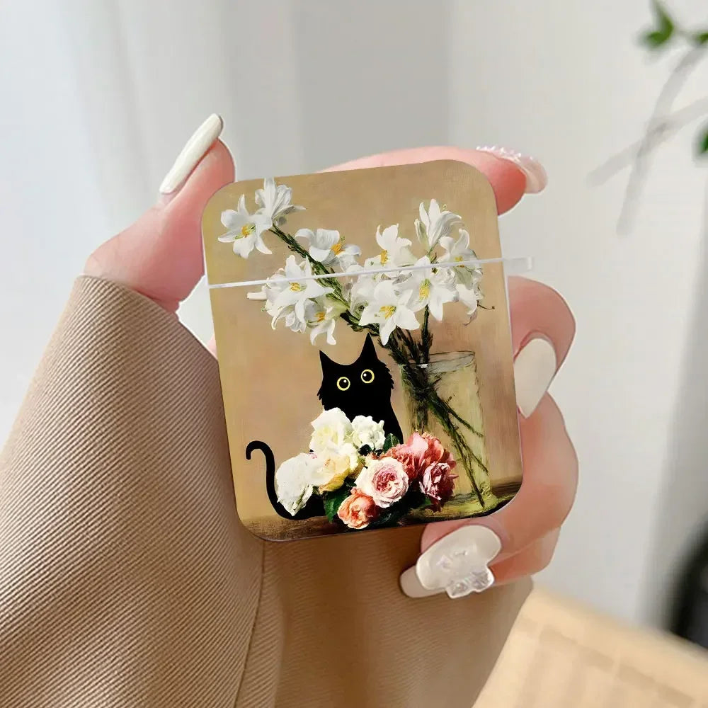 Van Gogh Cat AirPods Case – Retro Art Hard Cover All Models AirPods Case Cover PLUSH