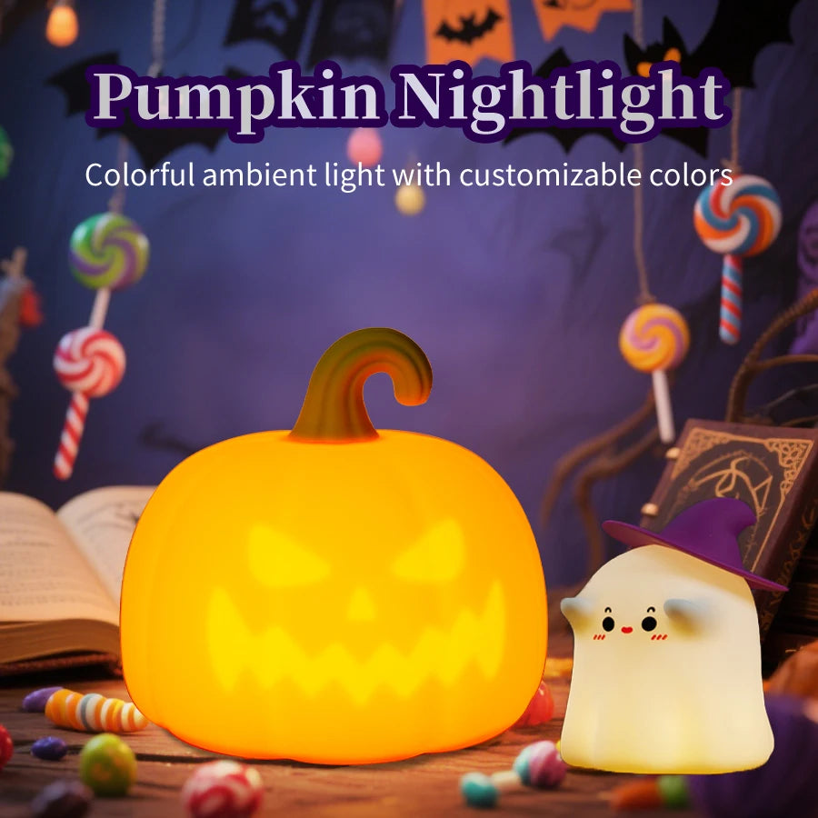 Pumpkin LED Night Light | Jack O Lantern Rechargeable Lamp LED Night Light PLUSH