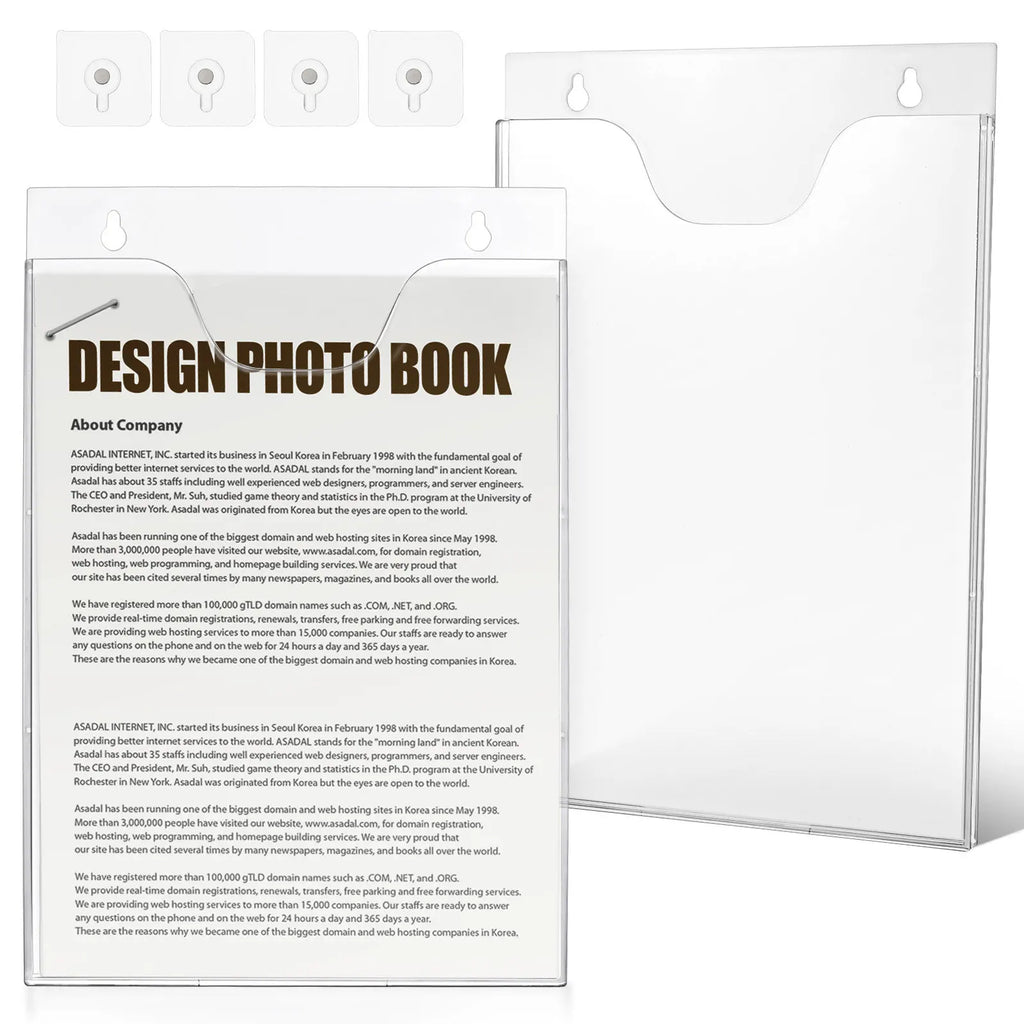 2Pcs Clear Acrylic Wall Mounted File Holder & Document Organizer Wall File Organizer PLUSH