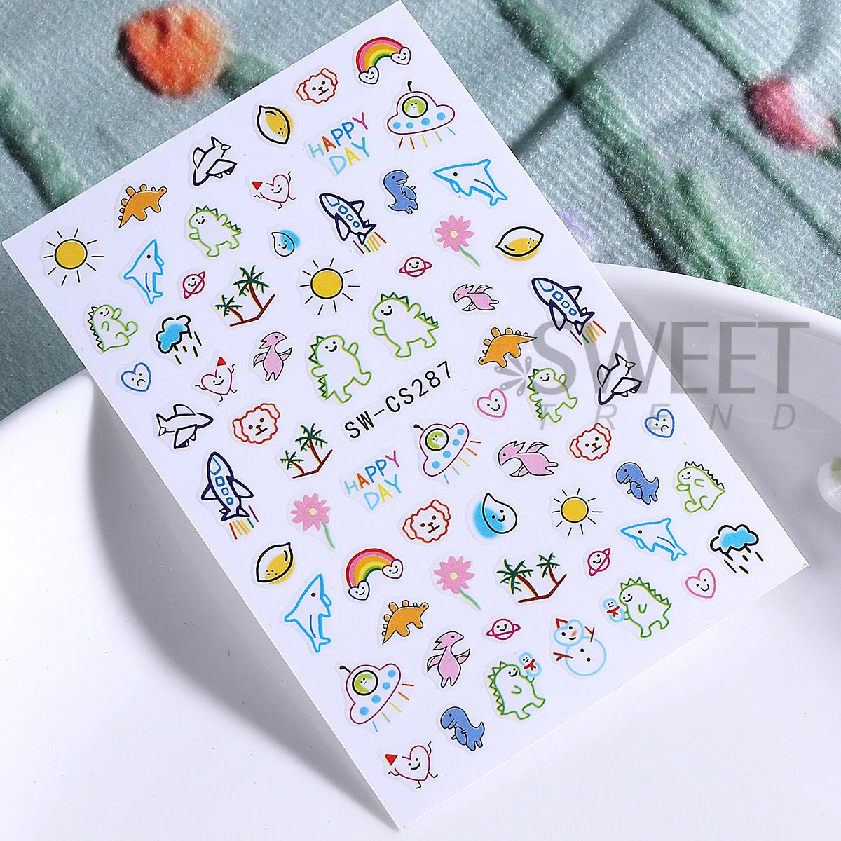 Cartoon Kawaii Nail Stickers – Dinosaur & DIY Decals 2/3pcs Nail Art Stickers PLUSH