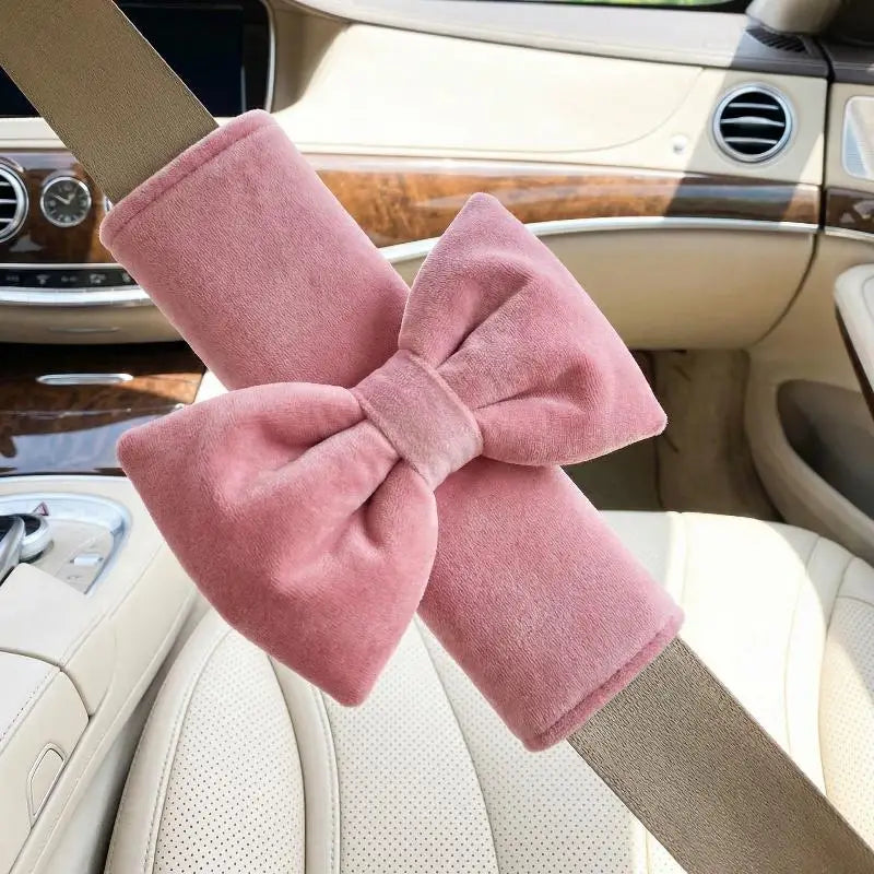Bowknot Car Seat Belt Cover – Ice Silk Shoulder Pad for Women Seat Belt Cover PLUSH