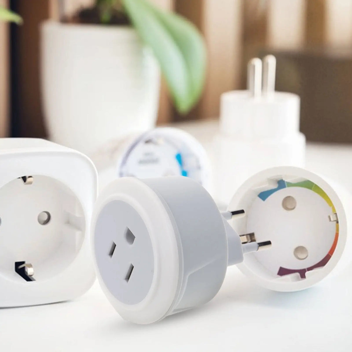 Foxnovo European to US Plug Adapter | Travel Converter Travel Plug Adapter PLUSH