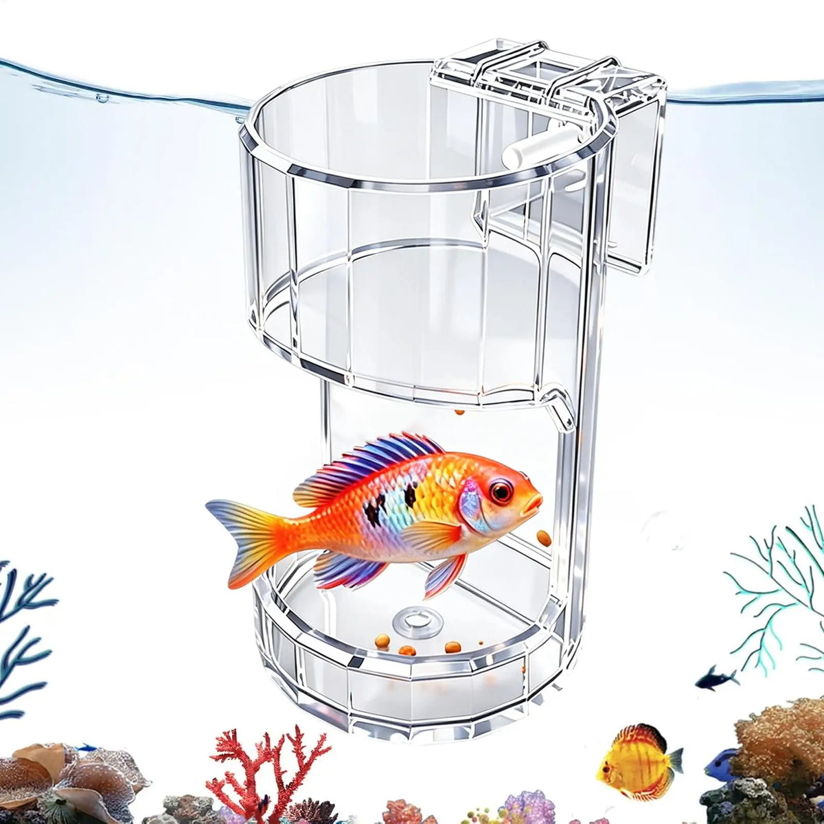 Acrylic Fish Feeder Ring | Wall-Mounted Aquarium Feeding Tray Aquarium Fish Feeder PLUSH