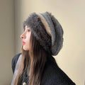 Women's Slouchy Beanie – Thick Knit Fleece Lined Winter Hat Knit Winter Beanie PLUSH Style B