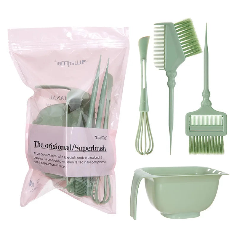 WANMEI All-in-One Hair Dye Kit – Reusable Salon Tools Set Hair Dye Tool Kit PLUSH Green set