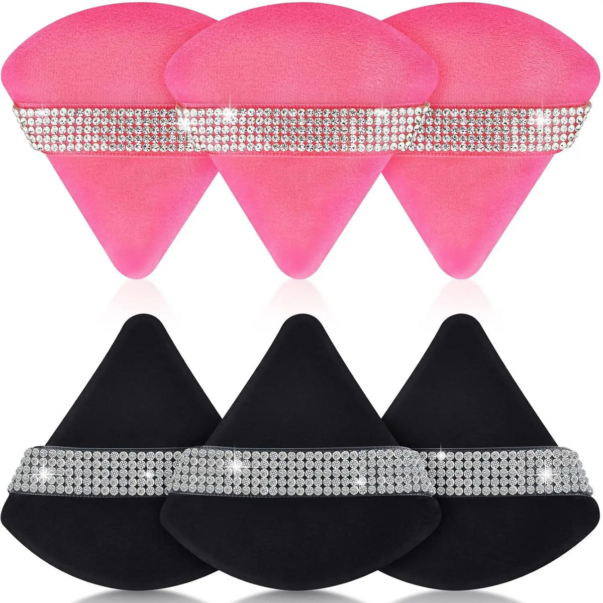Pink Triangle Powder Puff Set 6pcs – Velvet Makeup Sponge Makeup Powder Puff PLUSH 6Pcs blackrose red