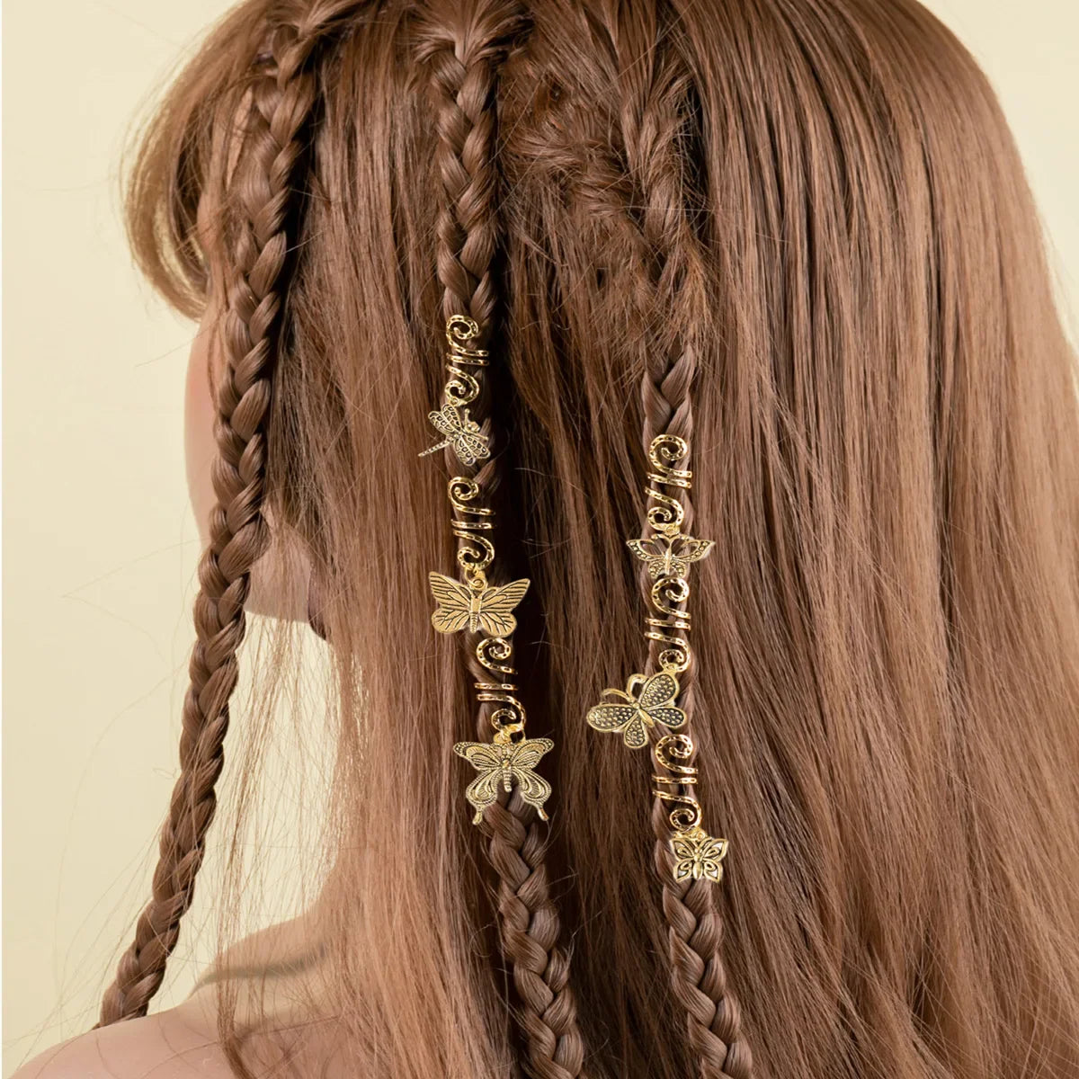 6pcs Gold Dreadlock Beads – Adjustable Hair Braid Cuff Clips Hair Braid Beads PLUSH No.3