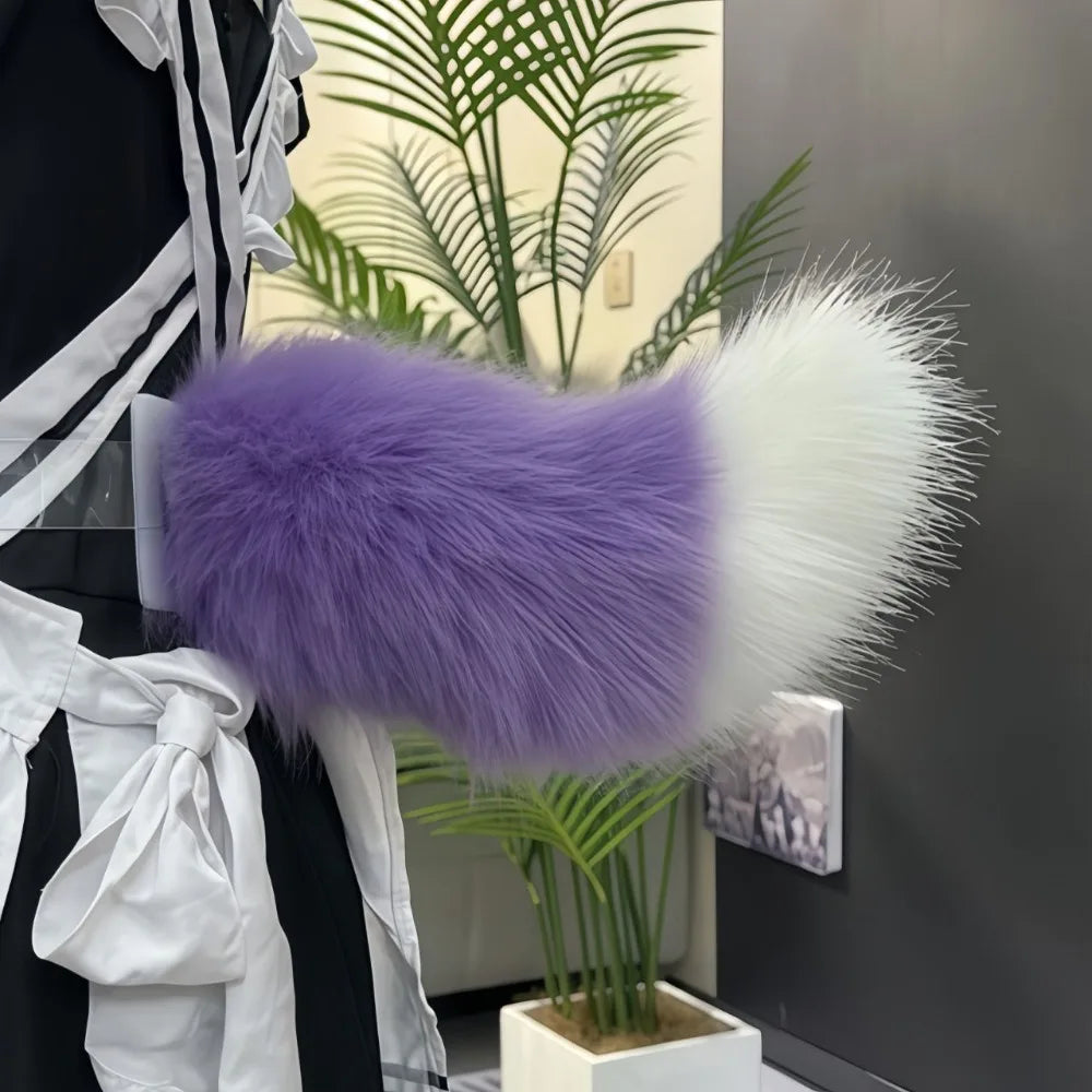 Electric Moving Cosplay Tail – Remote Control, USB Rechargeable Fur Cosplay Costume Tail PLUSH purple white Option 1