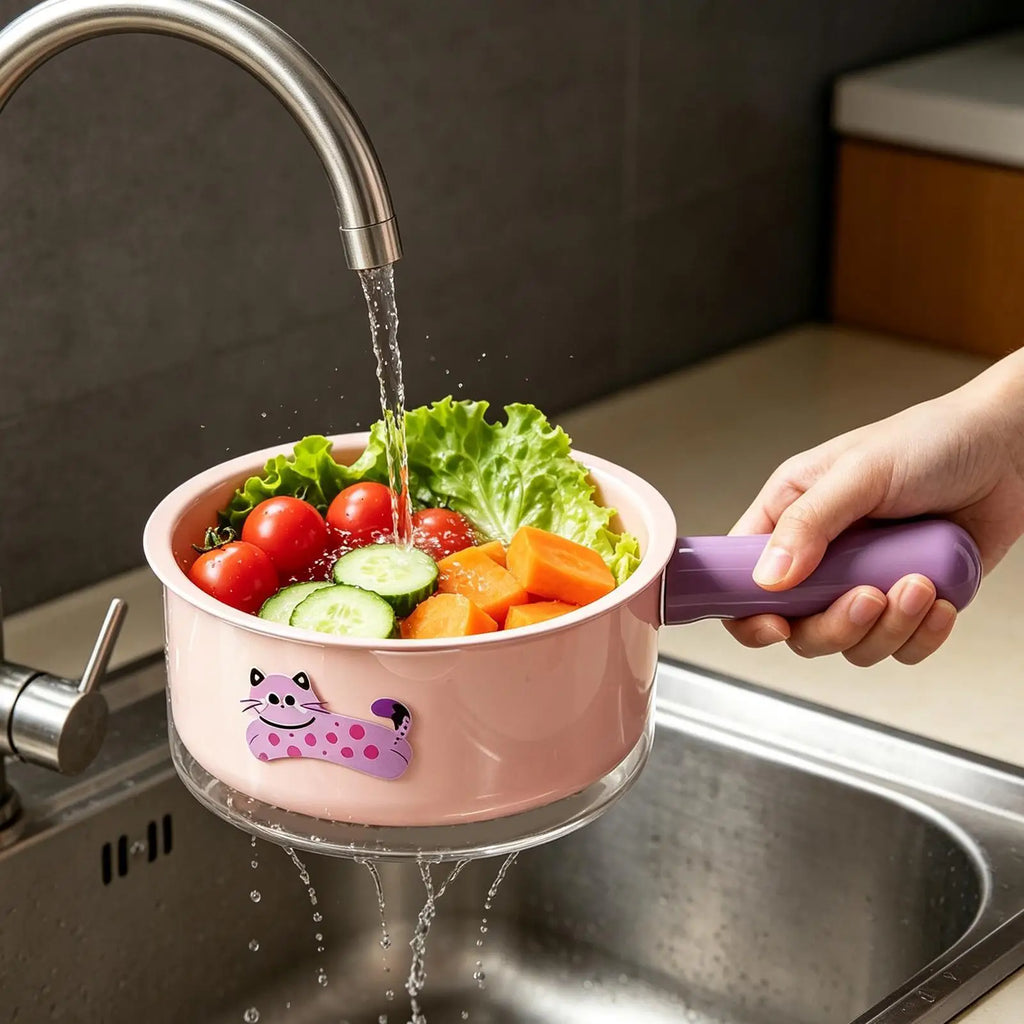 Double-Layer Fruit Washing Basket & Colander with Handle Kitchen Colander Basket PLUSH
