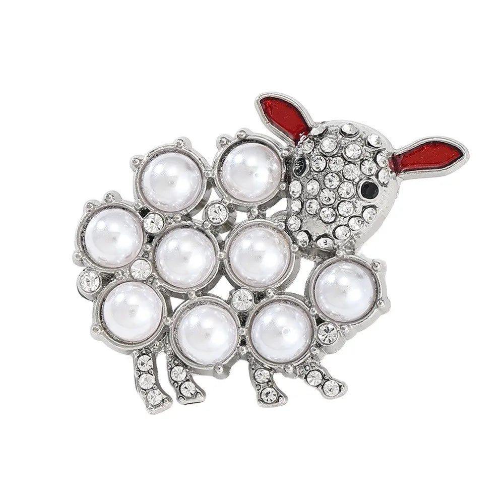 Vintage Zodiac Sheep Enamel Brooch | Rhinestone Lamb Lapel Pin Enamel Brooch PLUSH Style E