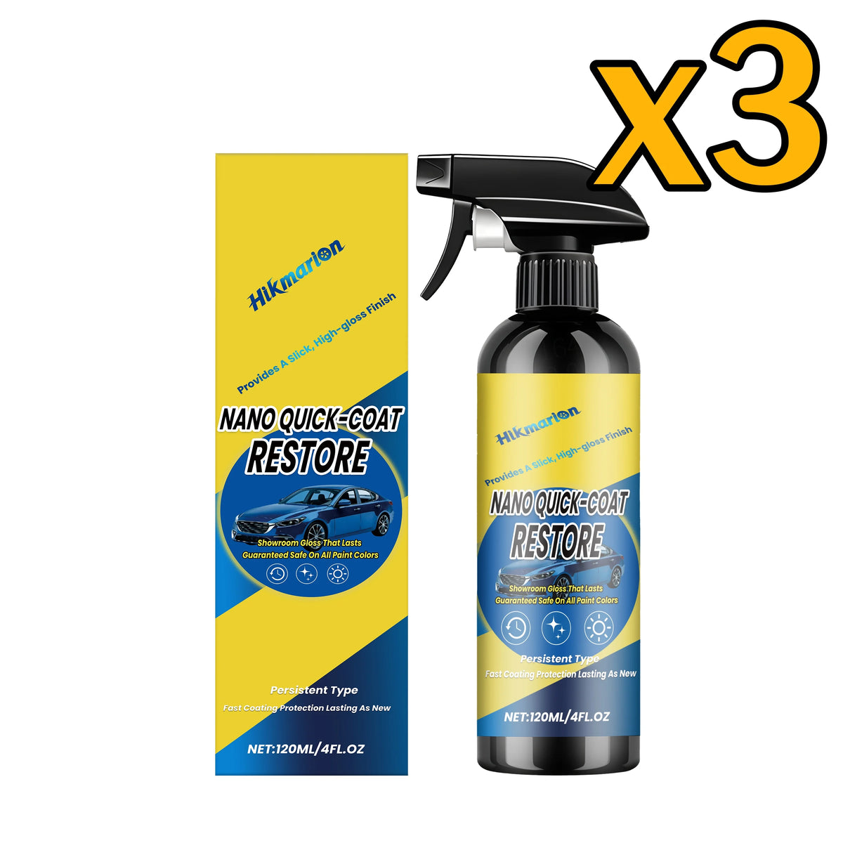 Car Ceramic Nano Coating Spray – Hydrophobic Paint Protector Car Ceramic Coating PLUSH 120ml Boxed x 3