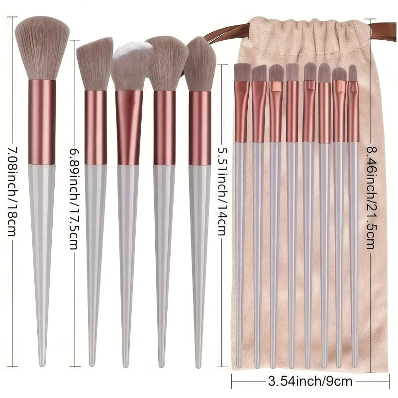 13-Piece Soft Cosmetic Brush Set – Eye Shadow, Foundation & More Cosmetic Brush Set PLUSH