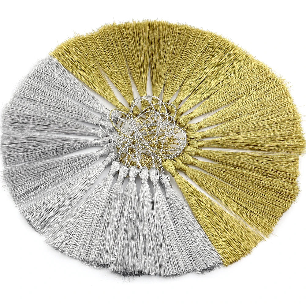 30pcs Silky Rayon Tassels Gold Silver DIY Jewelry Making Jewelry Making Tassels PLUSH