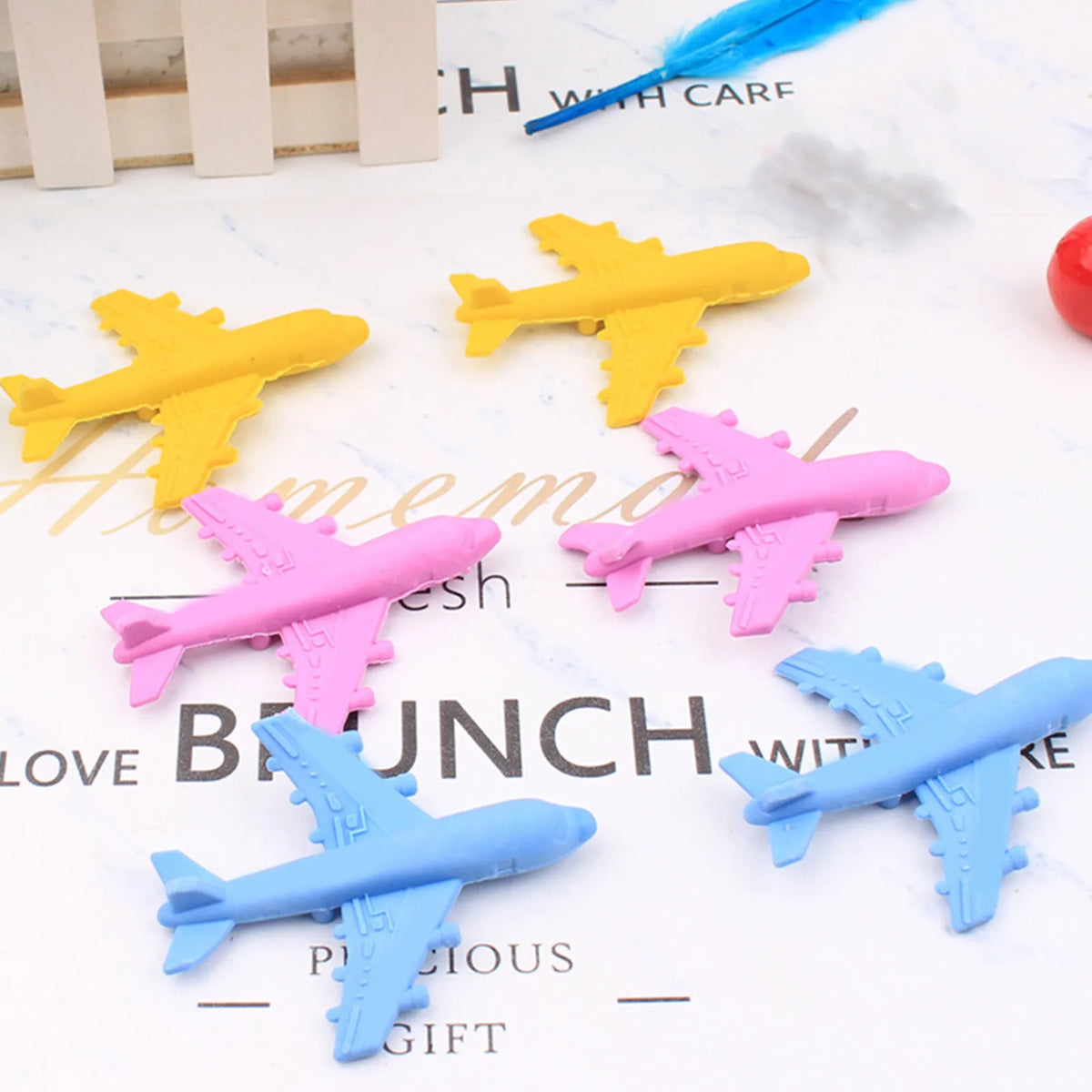 12pcs Airplane Shaped Erasers – Fun Kids School Supplies Novelty Erasers PLUSH