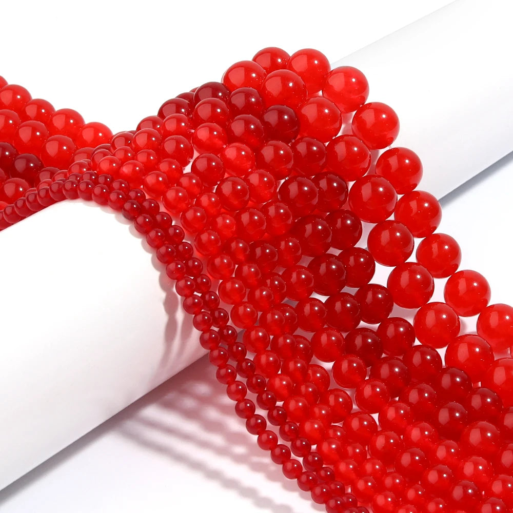 Red Chalcedony Natural Stone Beads 4–12mm | DIY Jewelry Making Natural Stone Beads PLUSH