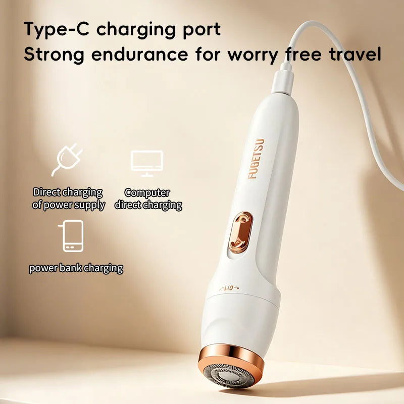 USB Rechargeable Women's Hair Remover – Underarm, Brow & Nose Hair Removal Trimmer PLUSH