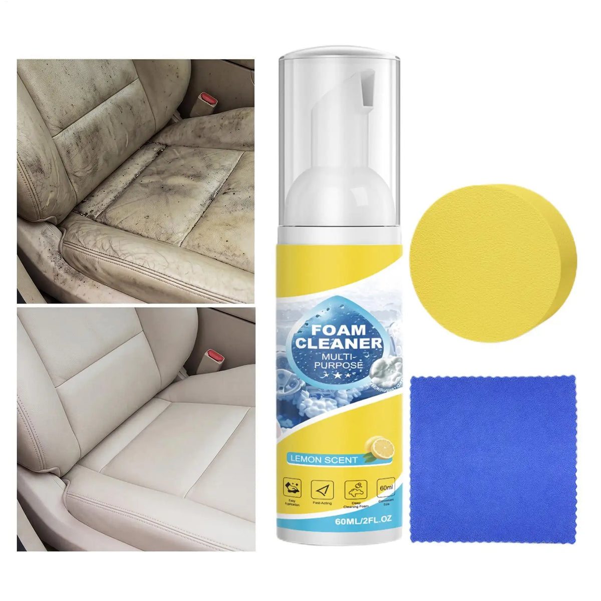 60ml Car Foam Cleaner Spray – Multi-Surface Interior Cleaner Car Foam Cleaner PLUSH