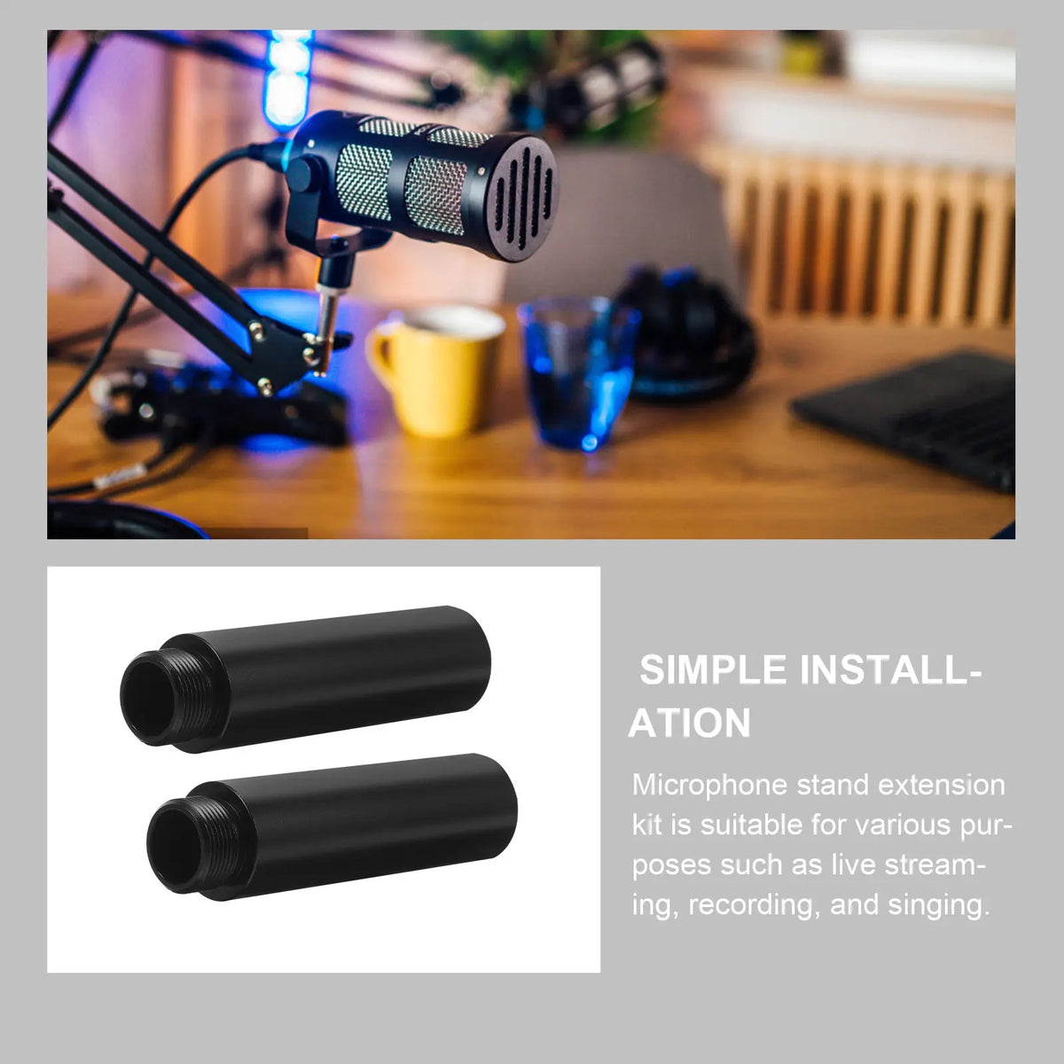 Metal Mic Stand Extension Tube Kit & Universal Adapter Mic Stand Extension Kit PLUSH Default Title