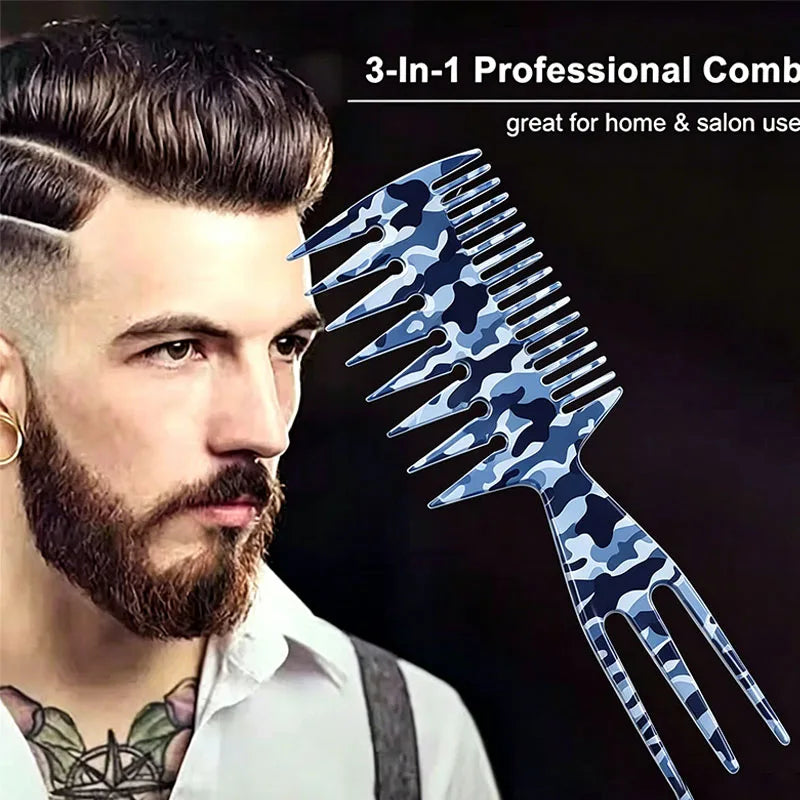 3-in-1 Fishbone Comb – Men's Pompadour & Texturizing Comb Hair Styling Comb PLUSH