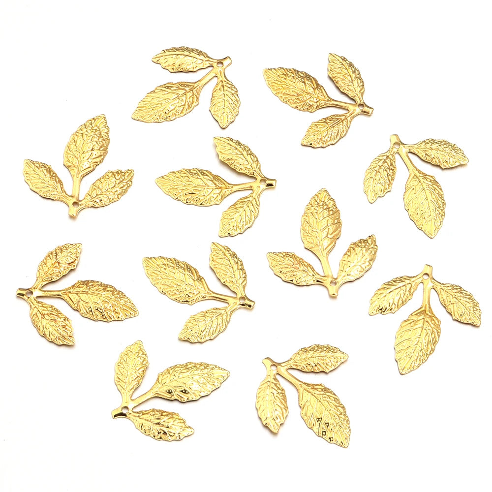 50pcs Vintage Iron Leaf Charms – DIY Jewelry Pendants Jewelry Charms PLUSH Gold