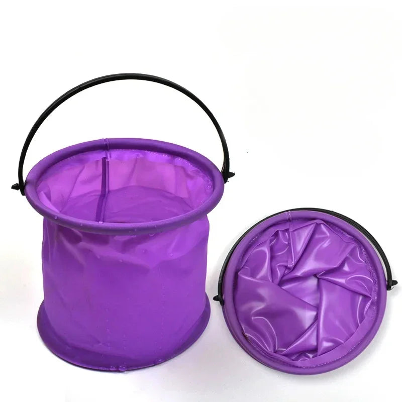 Folding Fishing Bucket – Portable PVC Bait & Live Fish Bucket Folding Fishing Bucket PLUSH Purple