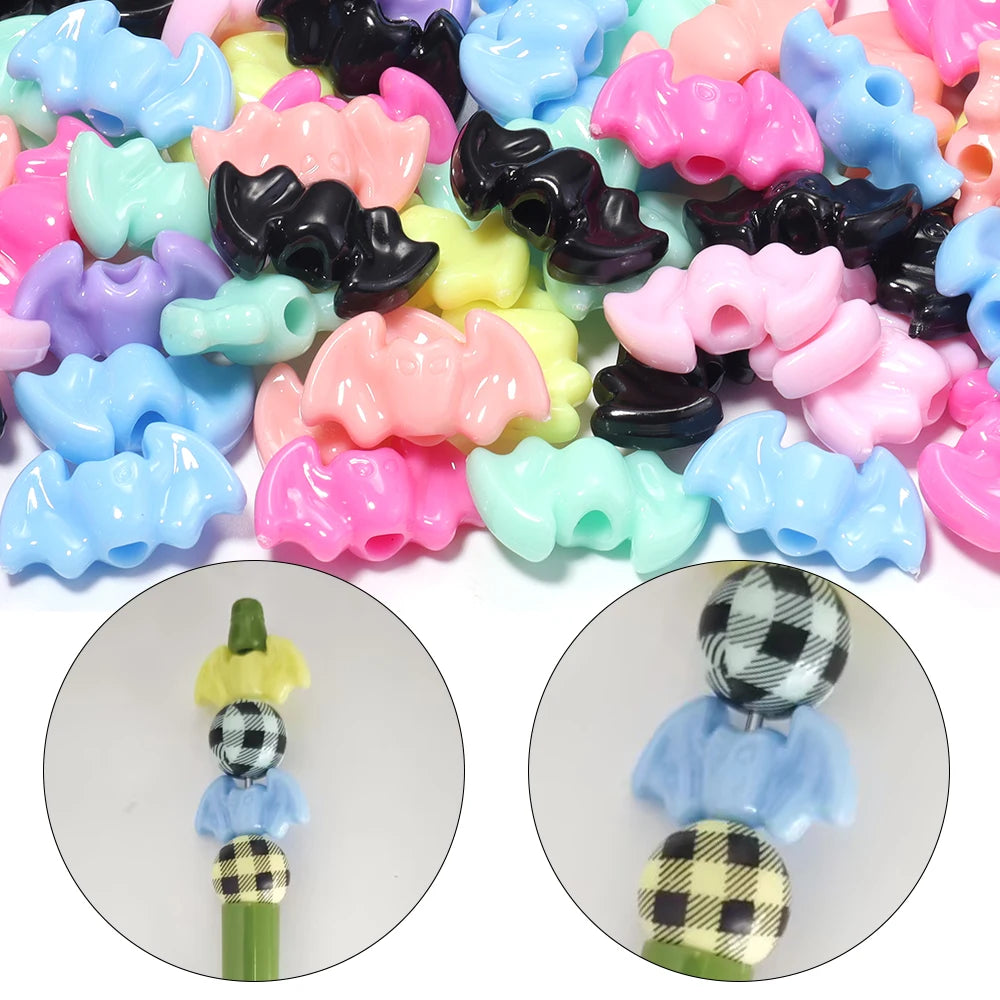 50pcs Bat Shape Plastic Spacer Beads – Halloween Jewelry Making Jewelry Making Beads PLUSH