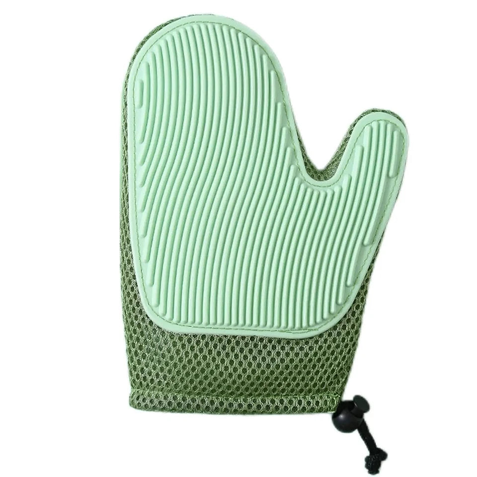 Double Sided Pet Grooming Glove – Dog & Cat Deshedding Pet Grooming Glove PLUSH Green