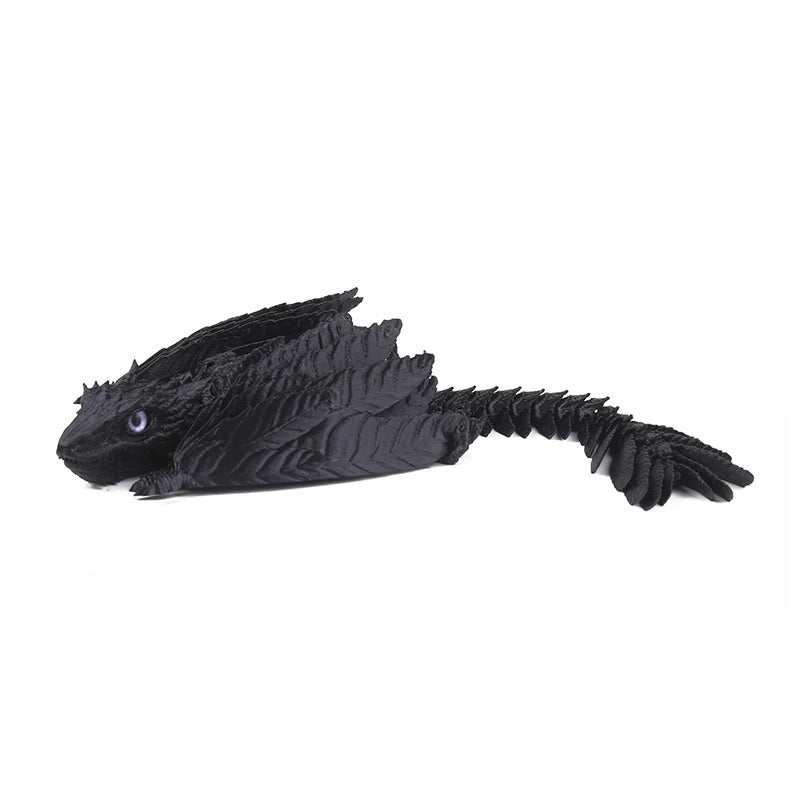 3D Printed Articulated Dragon Archaeopteryx Model Toy Articulated Model Toy PLUSH Black
