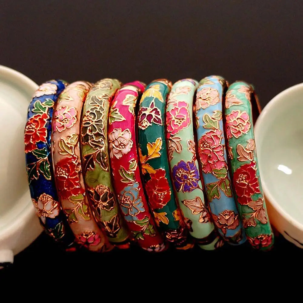 Chinese Vintage Peony Filigree Bangle Bracelet for Women Filigree Bangle Bracelet PLUSH