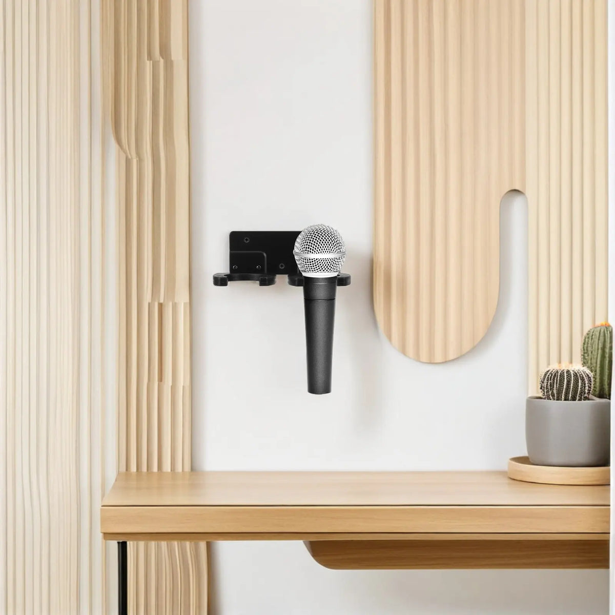 Wall Mount Double Microphone Holder Rack – Foxnovo Mic Stand Microphone Holder Rack PLUSH