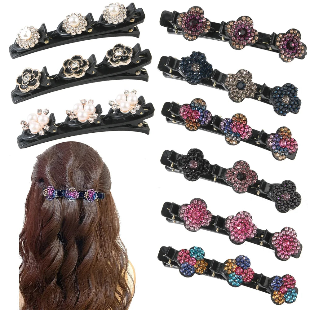 4pcs Pearl Flower Hair Clips – Handmade Barrettes for Women Hair Barrette Set PLUSH