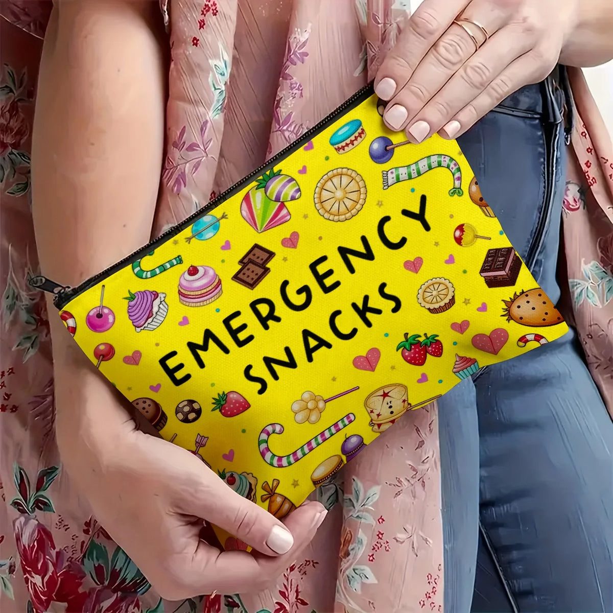 Snack Themed Makeup Bag – Cute Zipper Pouch & Jewelry Organizer Cosmetic Zipper Bag PLUSH
