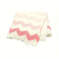 Baby Striped Knit Color Block Blanket | Soft Acrylic All Seasons Baby Knit Blanket PLUSH Pink