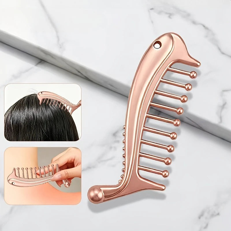 Stainless Steel Scalp Massager Comb & Gua Sha Tool Manual Massage Tool PLUSH Rose B