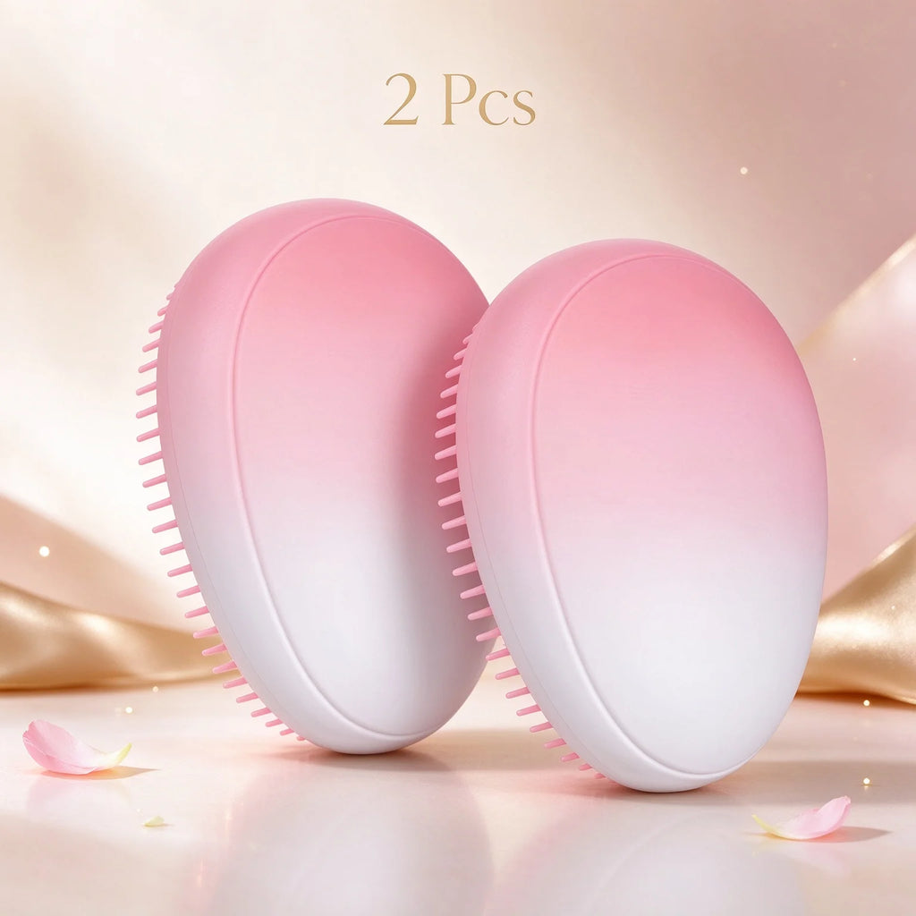 2-Pack Mini Gradient Egg Detangling Hair Brush – Soft Bristles Detangling Hair Brush PLUSH 27-SF012-09
