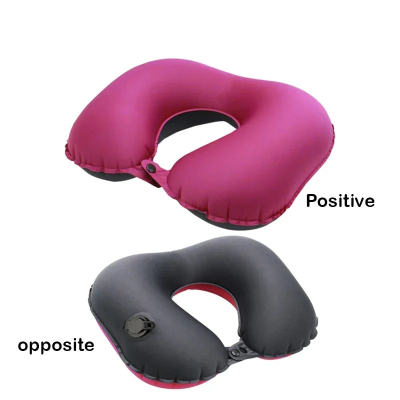 Inflatable Travel Neck Pillow for Airplane & Car | QWC Inflatable Travel Pillow PLUSH Red