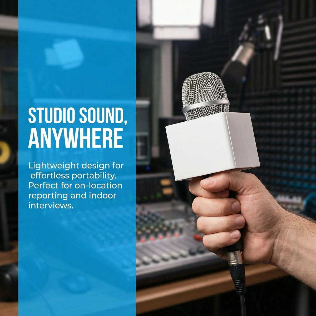 Microphone Flag Cube 6-Pack – Interview Mic Logo Stand | Foxnovo Mic Flag Cube PLUSH