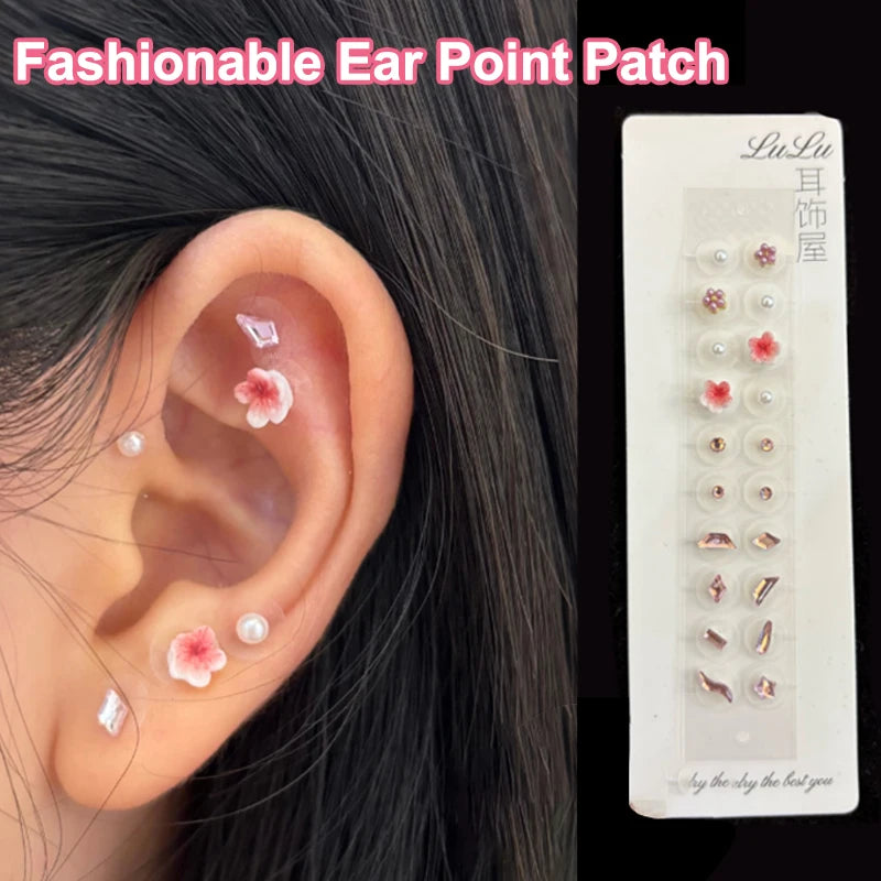 Bowknot Flower Rhinestone Auricular Ear Stickers – 20 Patches Auricular Ear Stickers PLUSH
