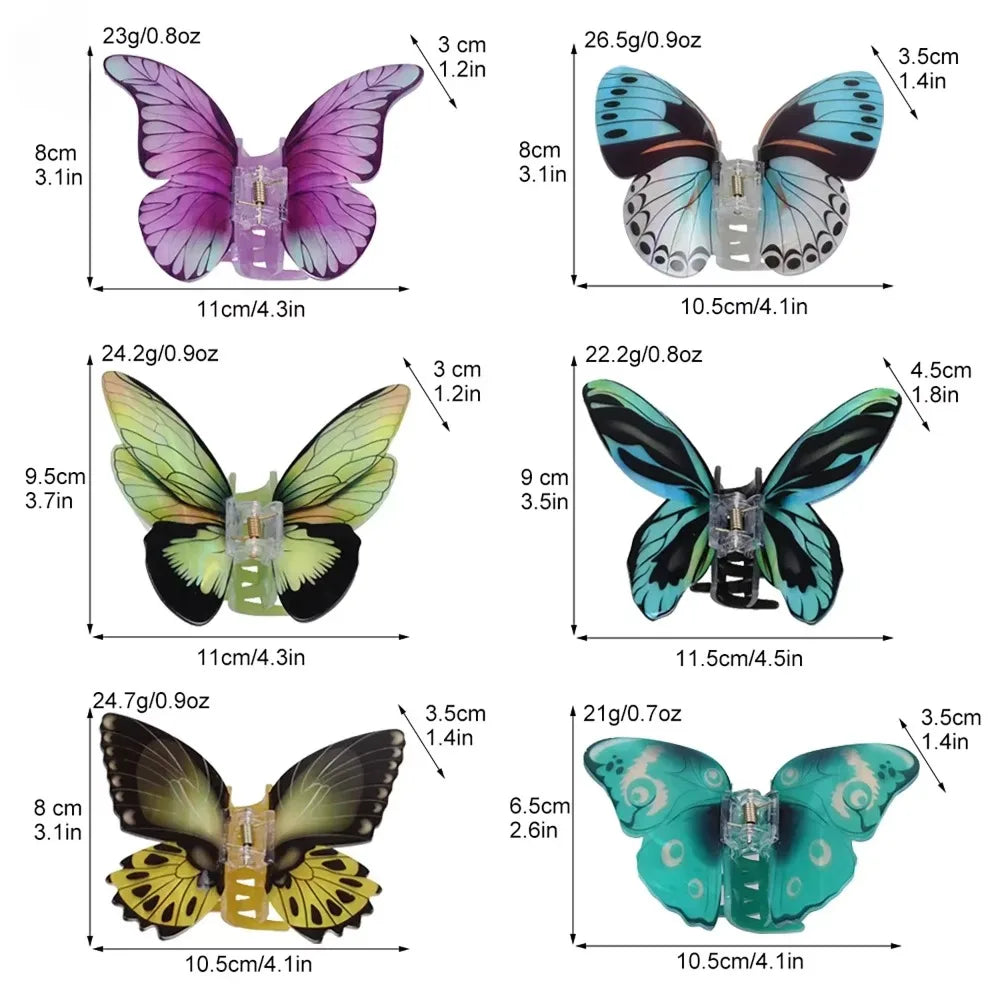 Multicolor Butterfly Hair Claw Clip – Retro Acetate Style Hair Claw Clip PLUSH