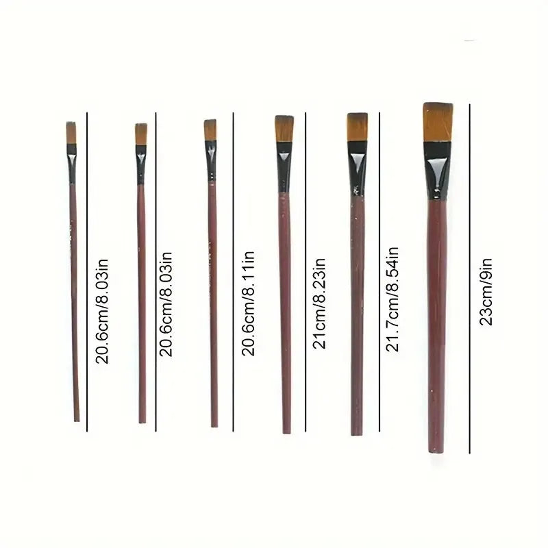 6pc Nylon Artist Paint Brush Set – Acrylic, Oil & Watercolor Artist Paint Brushes PLUSH